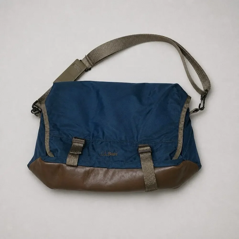 L.L. Bean #895 Campus Haver Sack Mens Messenger Bag Blue/Brown